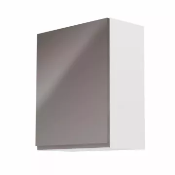 Horná skrinka, biela / šedý extra vysoký lesk, ľavá, AURORA G601F