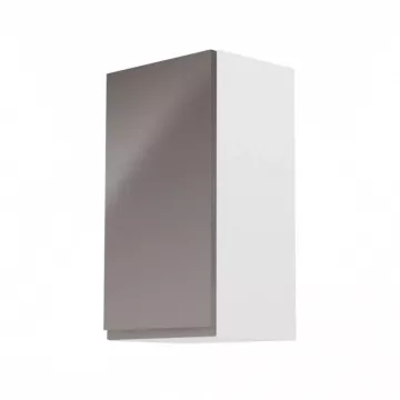 Horná skrinka, biela / šedý extra vysoký lesk, ľavá, AURORA G40