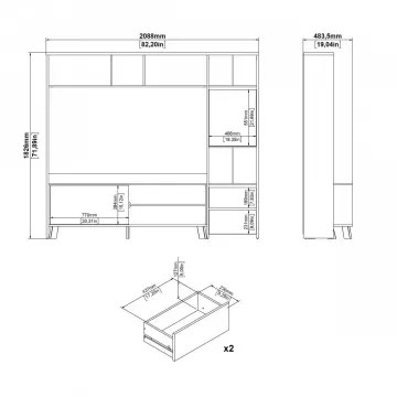 TV stena Nerea 320 jackson hickory/biely lesk