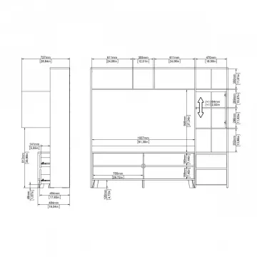 TV stena Nerea 320 jackson hickory/biely lesk