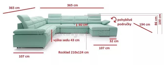 Sedacia sprava Comodor IV - rozmery